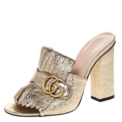 gucci mule platform|Gucci marmont fringe mules.